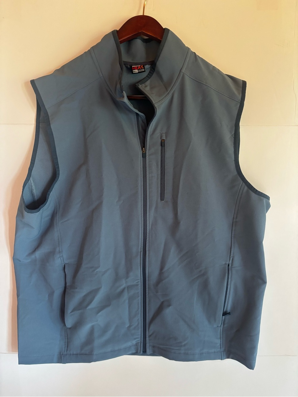 32 Degrees Men's Blue Full Zip Vest 2XL Stand-Up Collar Solid Zipper